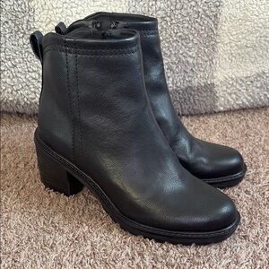 Zodiac Black Leather Ankle Boots